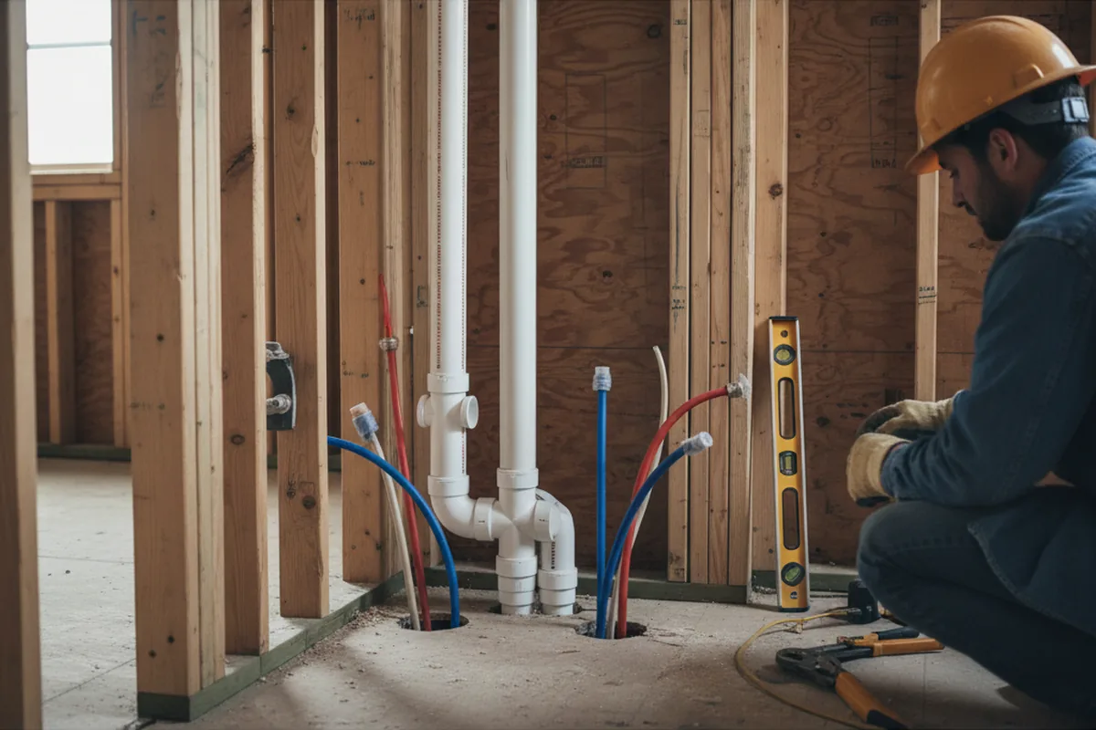 Drain and supply rough-in during Drain Cleaning in Goodrich